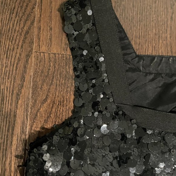 Vera Wang Lavender Label Black & Blue Sequins Silk Shift Dress - Picture 5 of 16